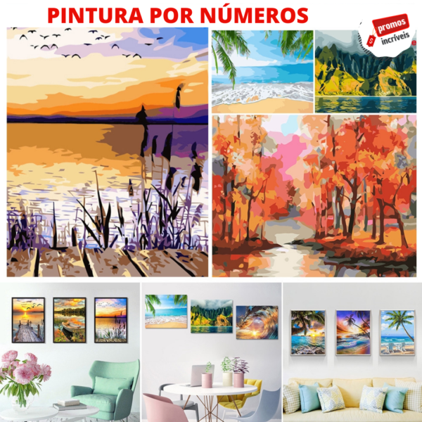 Pintura Numerada - Paisagens - Kit Pintura Acrílica Sobre Tela Moderna - Retrato Da Arte Por Números - Pintura Guiada / Assistida