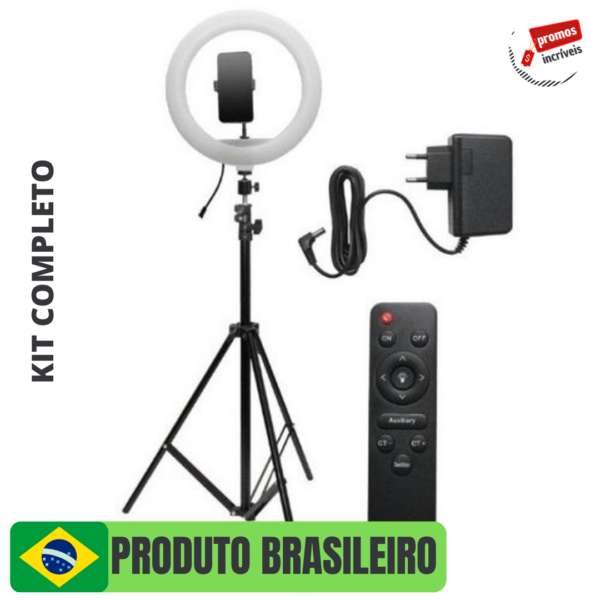 Kit Completo - Ring Light 14 Polegadas(35cm) Com Tripé, Controle e Adaptador de Tomada - Modelo YQ-360B