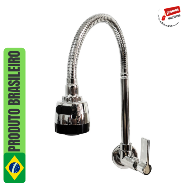 Torneira de Cozinha Gourmet (de Parede) Flexível 1/4 de Volta - Cromo C70