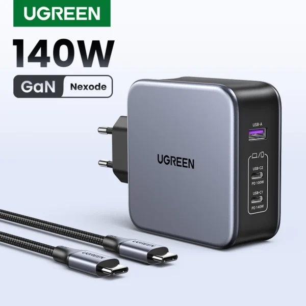 UGREEN 140W GaN Carregador USB Tipo C PD3.1 Carga Rápida Para Macbook Carga Rápida 4.0 3.0 Carregador de Telefone USB Para iPhone Xiaomi Tablet