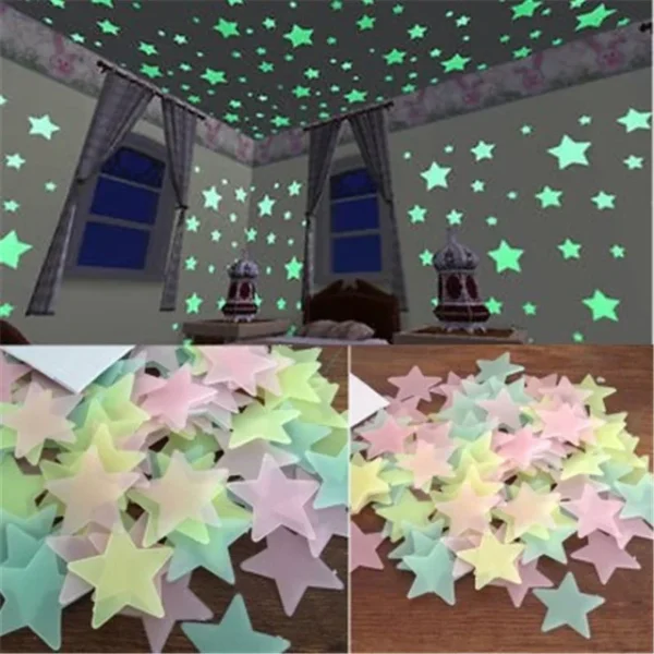 Pvc estrelas brilho adesivos luminosos na noite escura fluorescente parede arte decalques para o quarto das crianças teto casa festival festa decoração