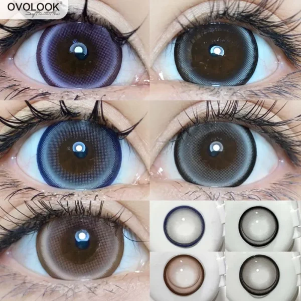 OVOLOOK-2PCS/Par Lentes Grandes Série Pérola Lentes De Contato Cor Para Os Olhos Azul Roxo Rosa Preto Cinza Beleza Pupilos 14.5mm Anual