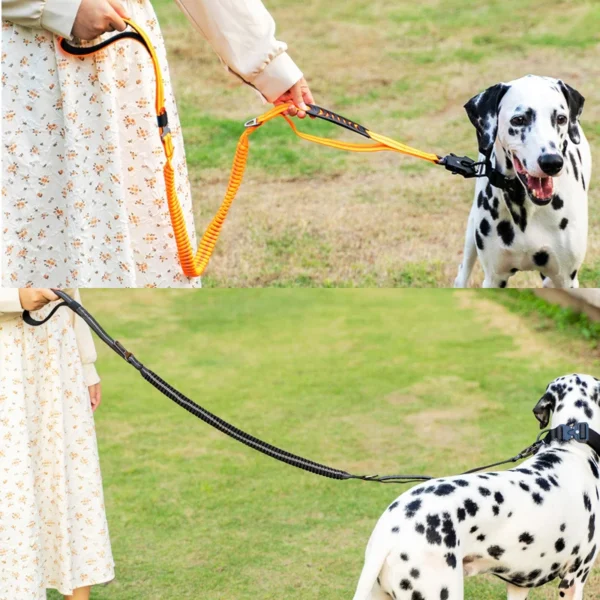 Trela elástica tática resistente para cães, sem puxar, coleira reflexiva e absorvente de choque para animais de estimação com cinto de segurança de carro para cães grandes - Image 3