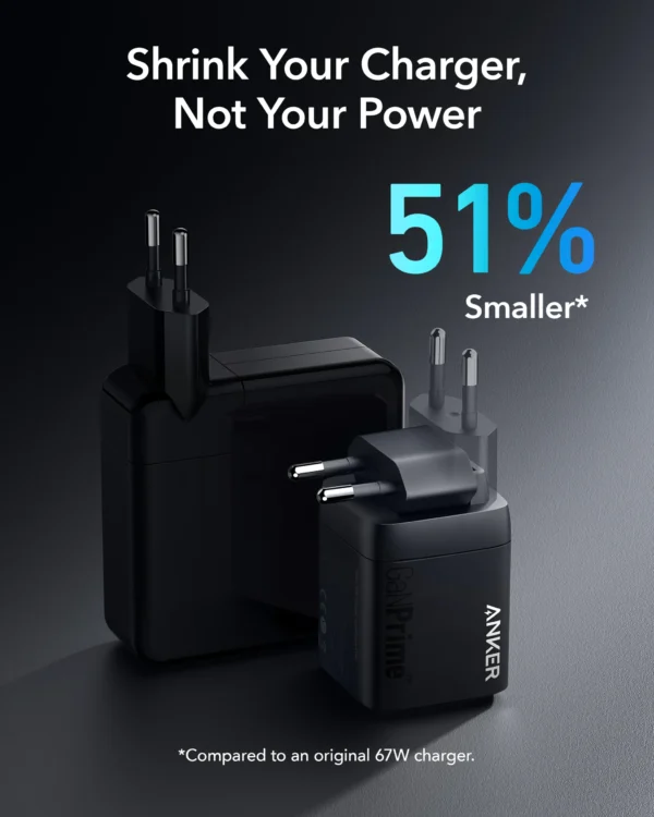 Anker-Prime USB C Charger, Anker GaN Wall Charger, Carregador PPS rápido compacto de 3 portas para MacBook Pro, Air, iPhone 15, iPad Pro, 67W - Image 5