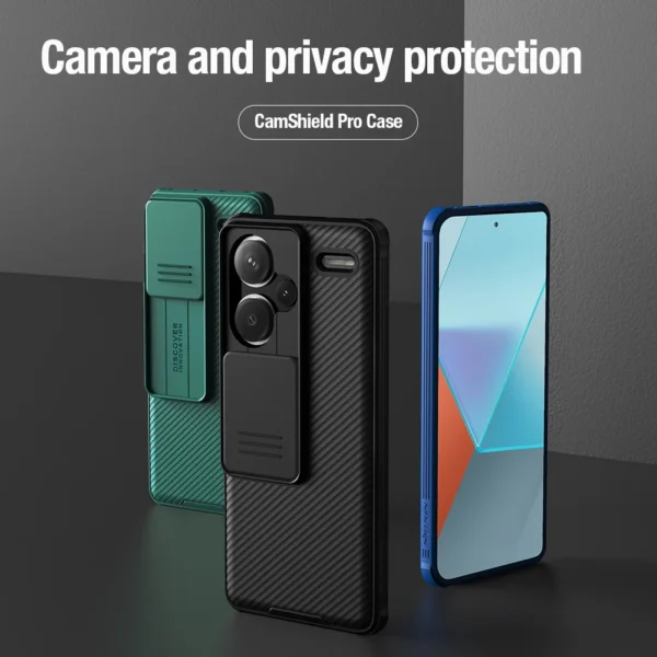 Nillkin para xiaomi redmi note 13 pro plus 5g caso lente de proteção da câmera fosco duro camshield 360 capa traseira completa - Image 3