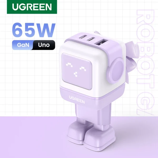 UGREEN-GaN Robot Design Carregador, Carga Rápida, 65W, 4.0 3.0 PPS, iPhone 15, 14, 13 Pro, Macbook Laptop, Tablet, PD, Carregador Rápido, Novo