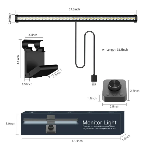 Wiscolor  Barra de luz para monitor de computador Lâmpada de tela múltipla com controle remoto alimentada por USB, luz LED de leitura eletrônica para escritório/casa, ajuste de brilho/temperatura de cor - Image 6