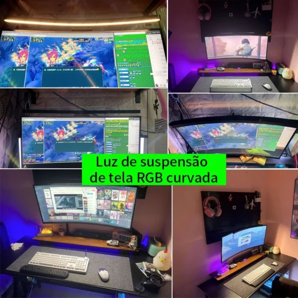 Barra de Luz Monitor Light Bar Lâmpada de tela Led Stepless De Computado tela Lampa 44cm de escritório Luz da barra liderada para escritório de mesa superfície curvada anti-azul/ângulo ajustado/ luz de RGB/escurecimento contínuo computador monitor de pc - Image 3