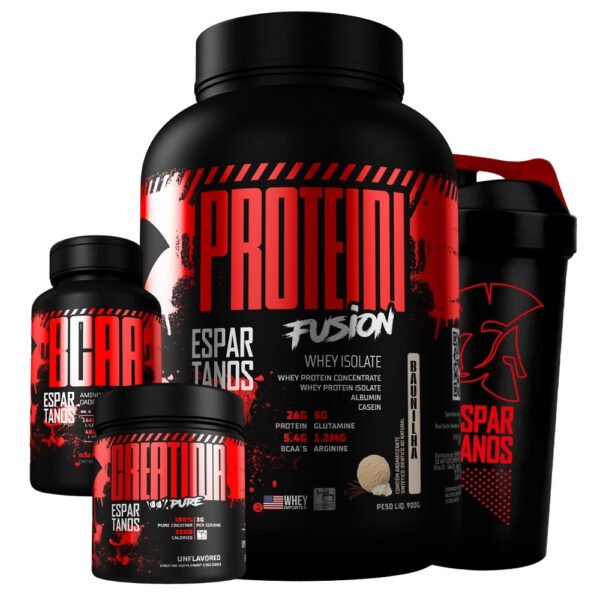 BAIXOU! Kit Whey Protein Fusion + Bcaa + Creatina + Shaker