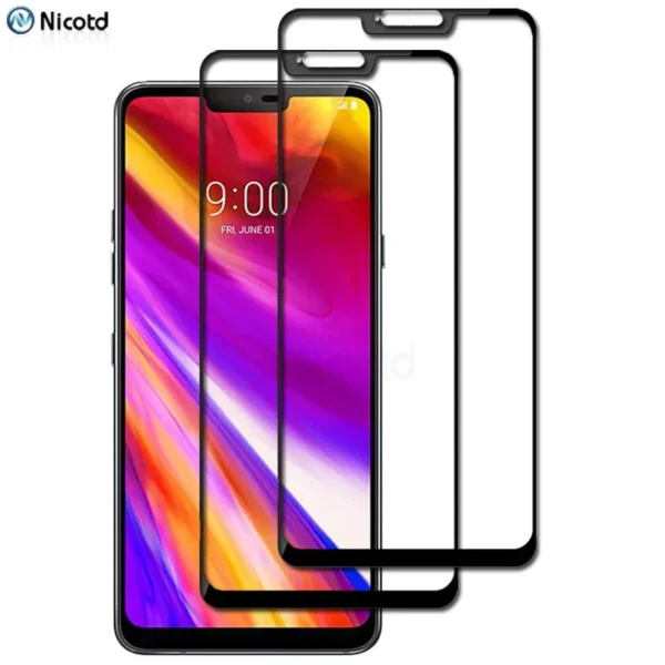 Película de vidro temperado para lg g7 one, 2 peças filme protetor de tela de cobertura total para lg g7 thinq para lg g7 fit vidro