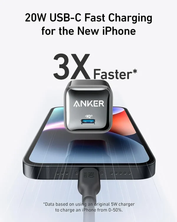 Anker-nano pro carregador usb, carregador rápido, durável e compacto, 20w, piq 3.0, para iphone 15/15 plus/15 pro/15 pro max/galaxy - Image 3