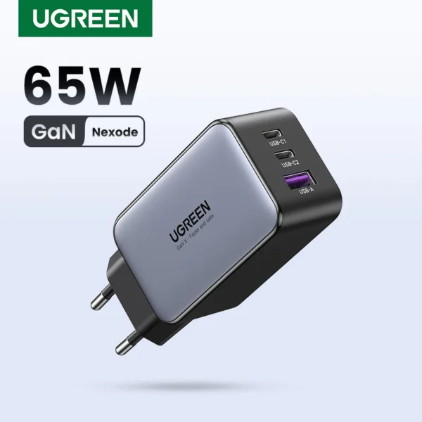 UGREEN 65W GaN Charger Quick Charge 4.0 3.0 Tipo C PD Carregador USB para iPhone 15 14 13 Pro Max Carregador Rápido Para Laptop PD Charger