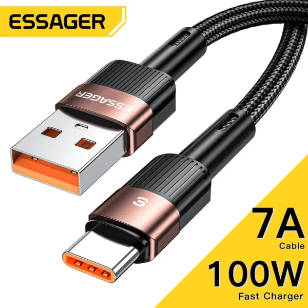 Essager 7a usb tipo c cabo para realme huawei p30 pro 66w fio de carregamento rápido USB-C carregador cabo dados para samsung oneplus poco f3 - Image 2