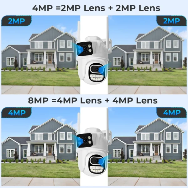 Câmera de vigilância ao ar livre sem fio, lente dupla com tela dupla, detecção humana AI, rastreamento automático, PTZ, Wi-Fi, aplicativo iCSee, 8MP, 4K - Image 3