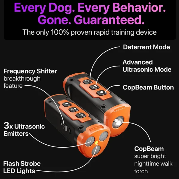 Ultrasonic Dog Training Device, Pet Dog Repeller, recarregável, Anti Bark, dissuasor dispositivo com lanterna LED, Lançamento de 2023 - Image 6