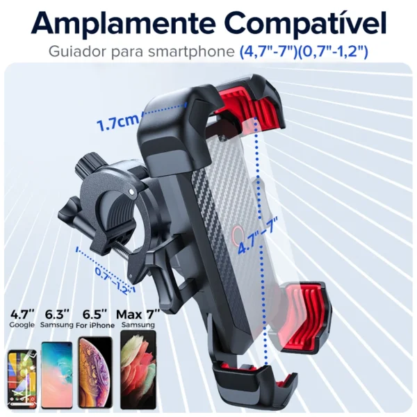 Joyroom-Suporte do telefone da bicicleta para a bicicleta, 360 ° vista, suporte à prova de choque universal, suporte do telefone móvel, GPS Clip, 4.7-7" - Image 7