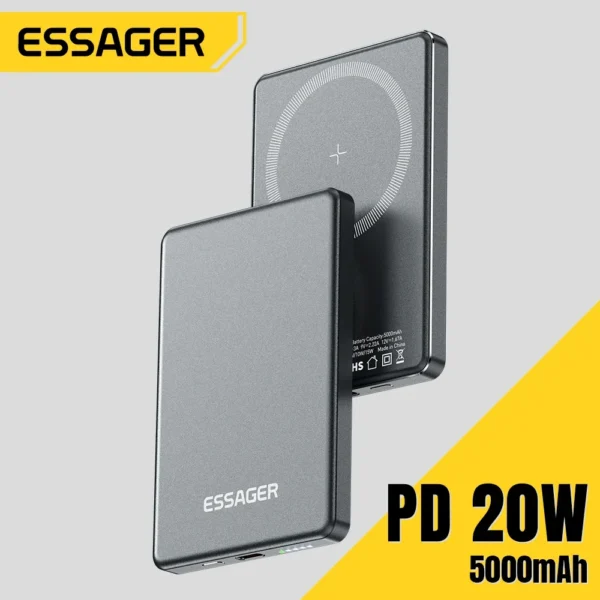 Essager fino sem fio power bank magnético 20w 5000mah portátil de carregamento rápido bateria externa para magsafe para iphone 15 14 13 12