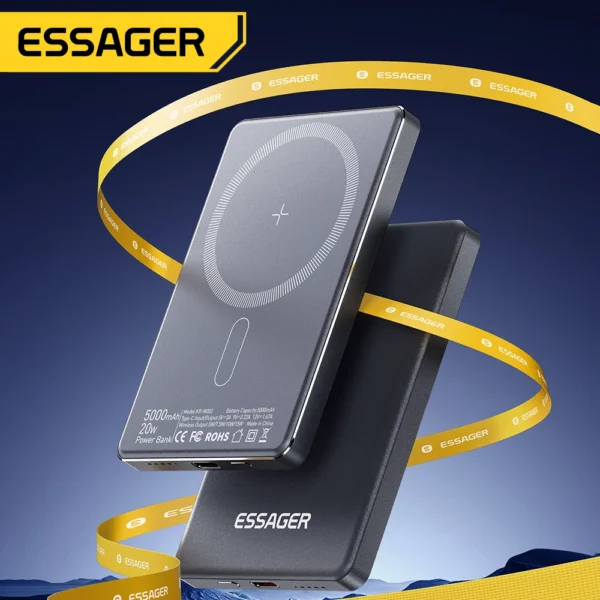 Essager fino sem fio power bank magnético 20w 5000mah portátil de carregamento rápido bateria externa para magsafe para iphone 15 14 13 12 - Image 3