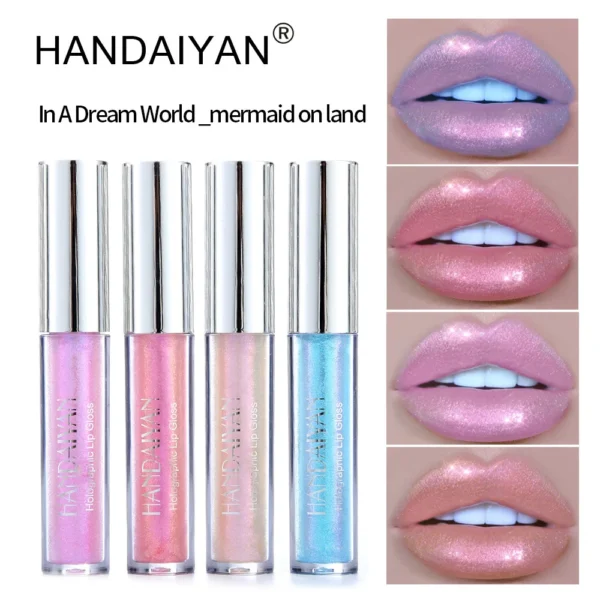 Handaiyan-Long Lasting Lip Gloss, Glitter Glaze Batom, Líquido, Impermeável, Hidratar, Luminoso, Shimmer, Brilhante, Maquiagem - Image 3