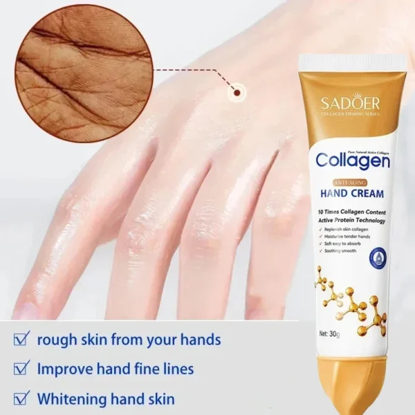 Colágeno Creme Anti-Rugas Mãos, Anti-Crack, Secagem, Soro de Reparação, Fade Fine Lines, Esfoliante, Whiten, Hidratante, Cuidado com a pele coreano - Image 7