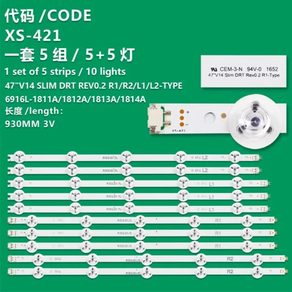 Panasonic TX-47ase650E Lights, 6916L-1814A 1813A 1812A 1811A, aplicável à Panasonic