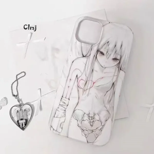 Caso Telefone Menina Anime, Y2K, 11, 13, 12 Mini, 14 Pro, 15 Plus, XR, X, XS Max, 7, 8, Clmj-Capa de Silicone para iPhone, se, 2020 - Image 3