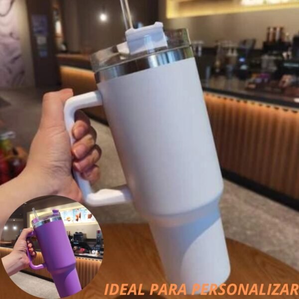 Copo garrafa Térmico Inox Grande Parede Dupla 1200 Ml com tampa e Canudo tão bom como copo stanley