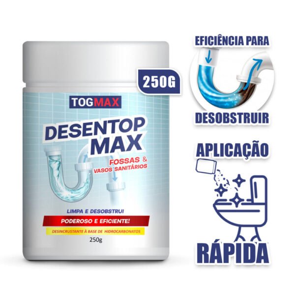 Desentupidor Desentop Max 250g Limpa Fossa Séptica E Caixa De Gordura Togmax Encanamento Cano Entupido Pia Cozinha Vaso Sanitário