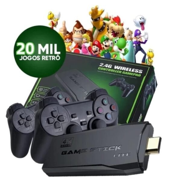 Video game Stick 4K Com 20000 Jogos 64gb 2 Controles Sem Fio Console Portatil Jogos Retro Video Game