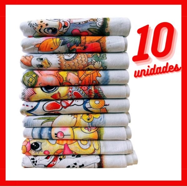 10 Pano De Prato Estampado Bainha Com 10 Peças