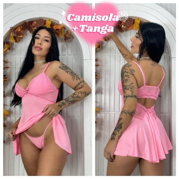 camisola feminina bailarina com detalhes em renda sexy com calcinha linha noite roupa de dormir linha noite