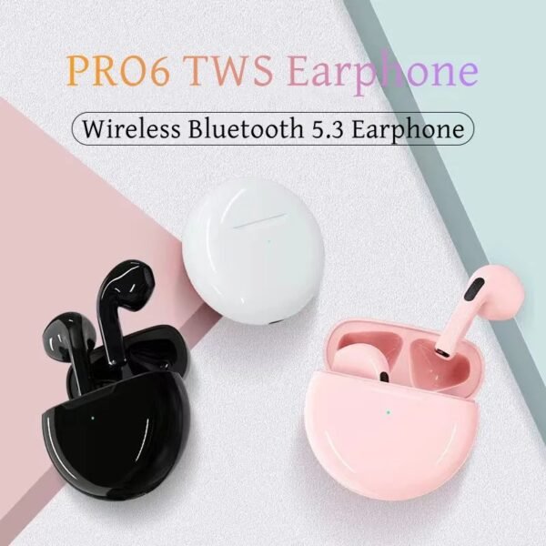 TWS Pro6 Fones De Ouvido Sem Fio Bluetooth Estéreo Esportivos À Prova D'água Com Caixa De Carga Microfone