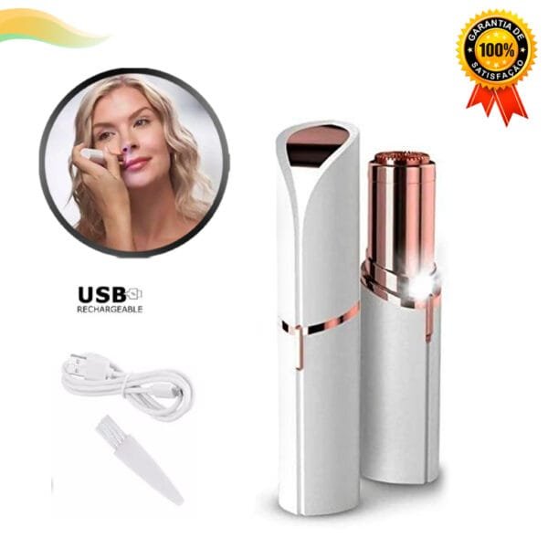 Depilador Batom Portátil Tira Pelos Buço Rosto Aparador Facial USB Removedor Eletrico Recarregável