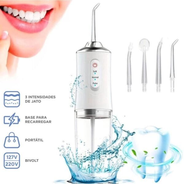 Irrigador Oral Ultra Water Flosser Portátil Sem Fio Recarregável Bivolt Fio Dental Profunda higiene Bucal Dental.