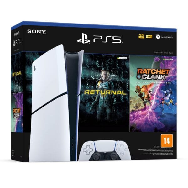 Console PS5 Slim 1TB Digital Edition + 2 Jogos - Branco