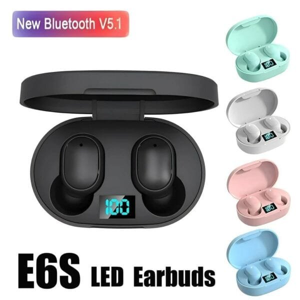 E6S TWS Fones De Ouvido Bluetooth 5.2 Sem Fio Com Caixa De Carga Para Microfone Mãos Livres Redução De Ruídos