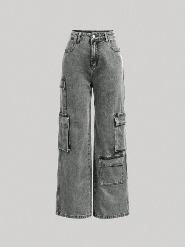 SHEIN Calças Jeans Estilo Cargo Para Adolescentes Com Bolsos