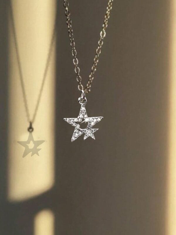 ROMWE Grunge Punk 1 Peça Colar Charme De Estrela De Aço Inoxidável Com Strass
