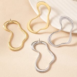 2 peças Brincos de Deusa com Desenho de Linha Assimétrica Simples para Uso Diário e Acessórios de Moda