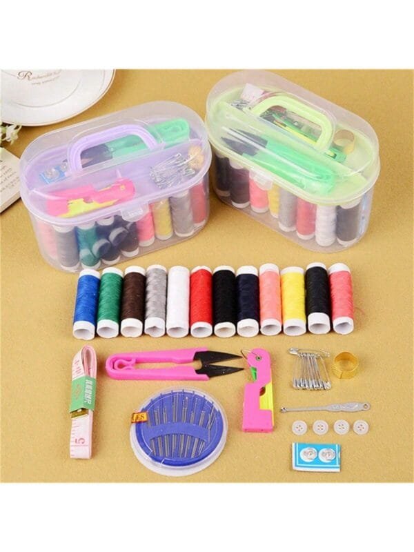 Kit Completo Costura Viagem Maleta Agulha Linha Fita Metrica