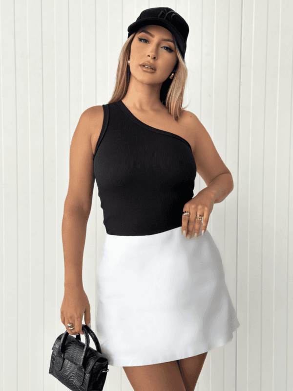 Regata nula manga feminina canelada básica premium