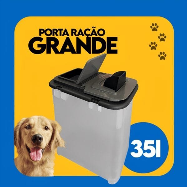 Container Porta Ração 15KG + Pá Dosadora Com 35 Litros