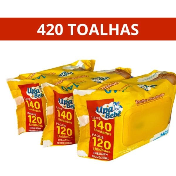 420 Toalhas Umedecidas/3 Pacotes- Upa Bebê Promoção