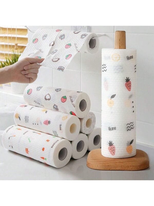 Rolo Com 50 Peças  Reutilizáveis Panos de Limpeza Preguiçoso Pano-Absorvente Seco Molhado Lavável Descartável