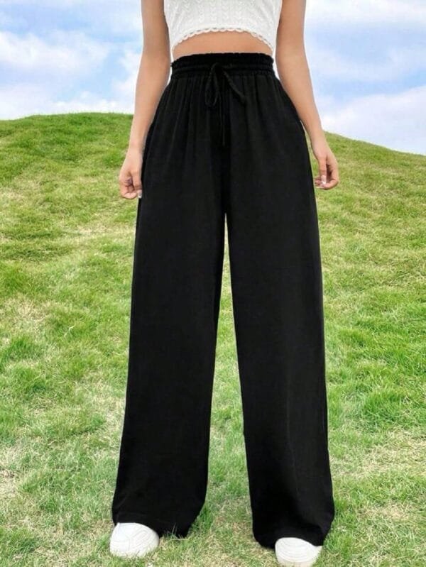 Calça Pantalona lisa duna com bolso Moda Feminina