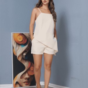 WUUW Conjuntos femininas elegantes,Top blusa elegante feminino com calções,Vestuário de festa de verão