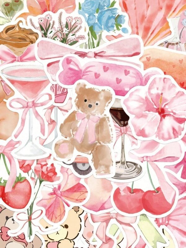 50 Peças Adesivos da Série Rosa para Laptop, Caderno, Capa de Telefone, Decoração