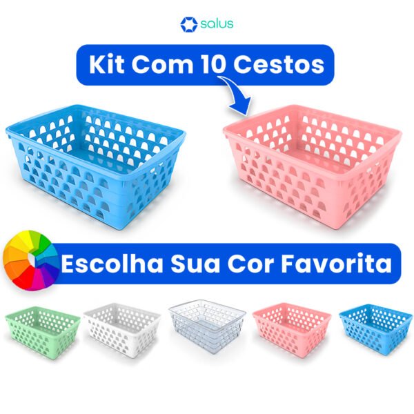 Kit 10 Cestos Organizadores Multiuso 16x12x6Cm