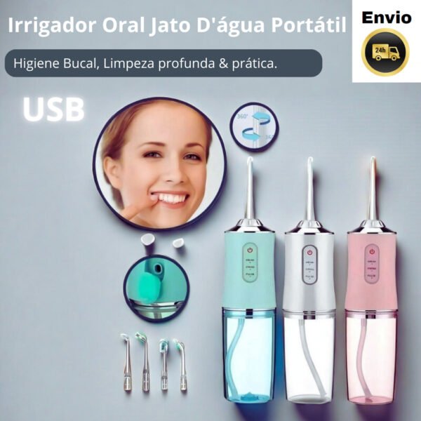 Irrigador Oral Jato D'água Portátil Higiene Bucal Limpeza