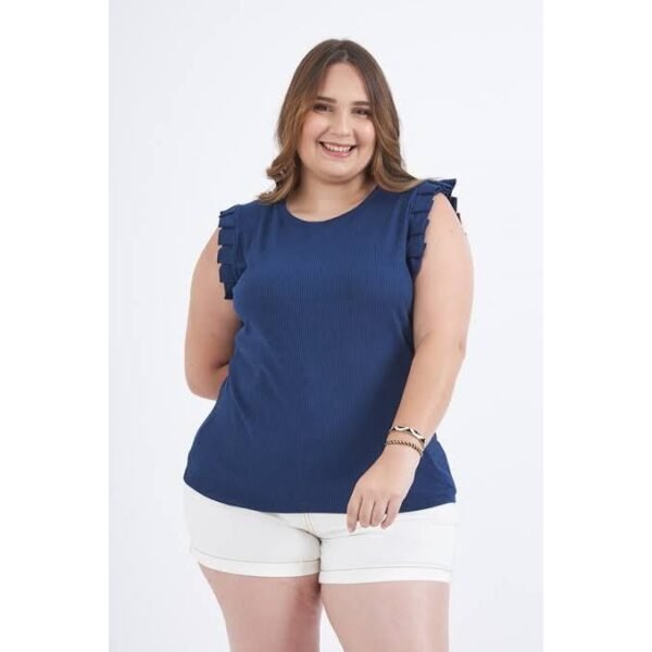Blusa Regata Detalhe Com babado Tamanho P, M G e GG Poliester com Elastano